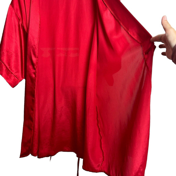 Secret Treasures Vintage Kimono Style Red Short Robe Sz. L Glamcore Timeless - Picture 10 of 11